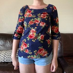 Navy flower top